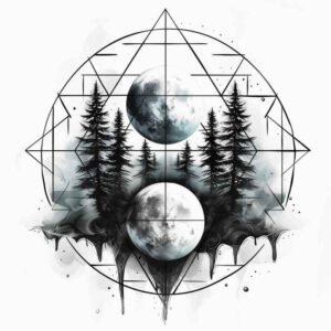 nature-and-geometry tattoo design ideas Realism refined lines cartoon style for biceps