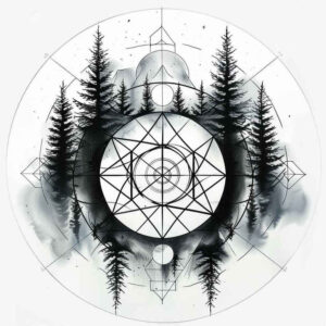 nature-and-geometry tattoo design ideas abstract cartoon style for lower chest