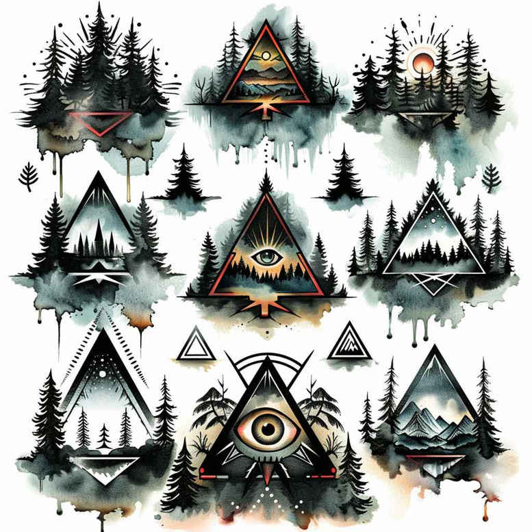 nature-and-geometry tattoo design ideas Surrealism hallucinogenic circle geometry shows strength