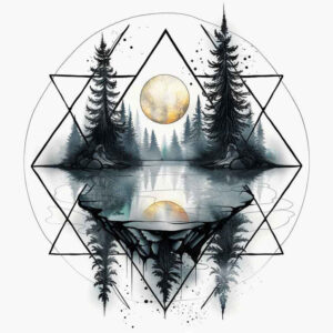 nature-and-geometry tattoo design ideas Surrealism juxtaposition classic shading meaning courage