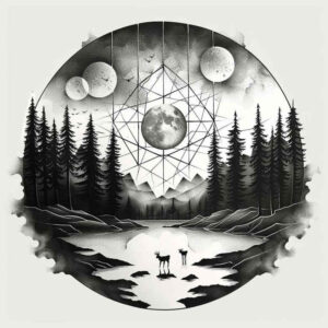 nature-and-geometry tattoo design ideas Realism seamless blend crystal shape for side torso