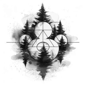 nature-and-geometry tattoo design ideas sharp-focus cube for spine