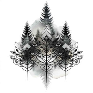 nature-and-geometry tattoo design ideas Surrealism symbolic cube illusion symbolising courage
