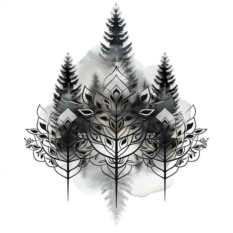 nature-and-geometry tattoo design ideas Surrealism symbolic cube illusion symbolising courage