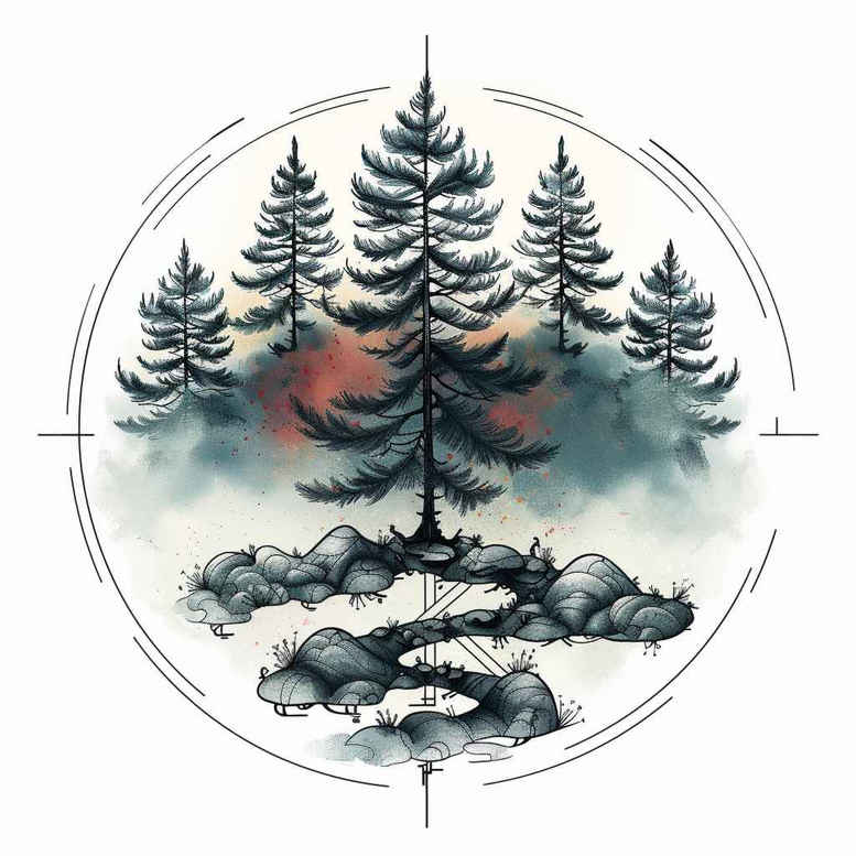 nature-and-geometry tattoo design ideas Surrealism whimsical diamond shape for side