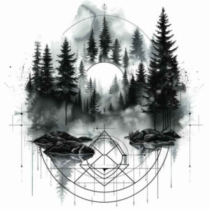 nature-and-geometry tattoo design ideas unreal light dot grid stands for perseverance