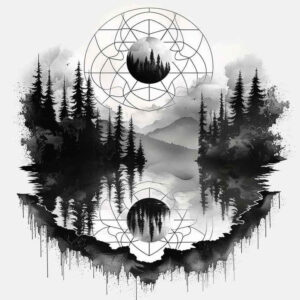 nature-and-geometry tattoo design ideas modern classic dot shading for behind ear