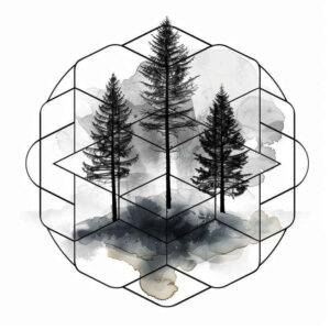 nature-and-geometry tattoo design ideas bold highlights dot shading for palm