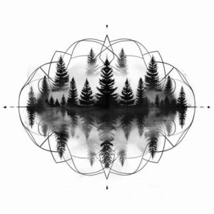 nature-and-geometry tattoo design ideas illustrative style fractal pattern shows determination