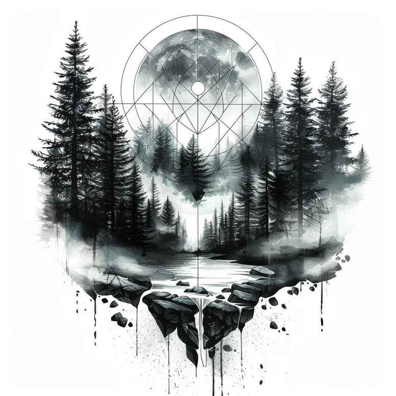nature-and-geometry tattoo design ideas minimal geometric art shows resilience