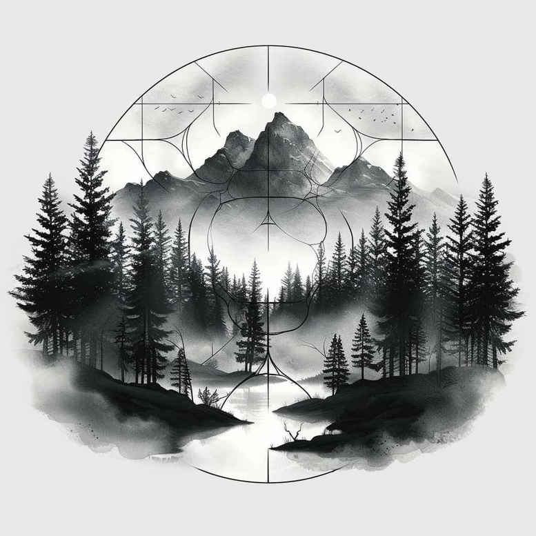 nature-and-geometry tattoo design ideas bold motifs geometric fusion for triceps