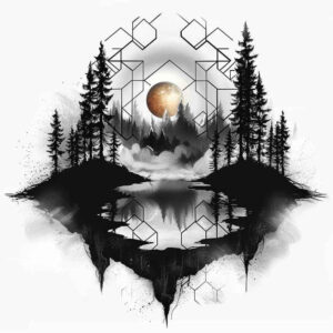 nature-and-geometry tattoo design ideas photo-realistic geometric mosaic for hand