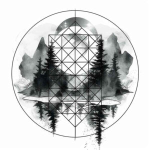 nature-and-geometry tattoo design ideas Surrealism unreal geometric mosaic stands for determination