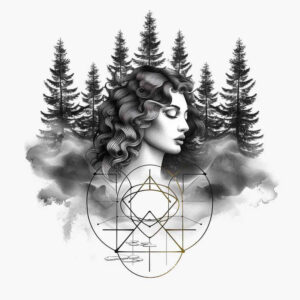nature-and-geometry tattoo design ideas Realism natural tones geometric overlay for forearm