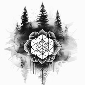 nature-and-geometry tattoo design ideas vibrant palette geometric pattern shows strength