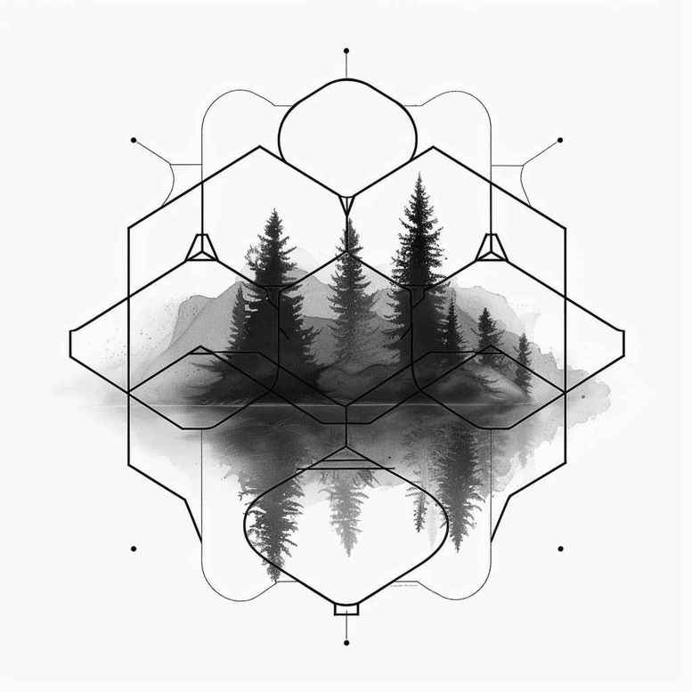 nature-and-geometry tattoo design ideas bold color geometric pattern symbolising resilience