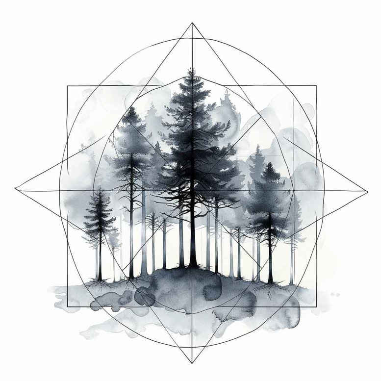 nature-and-geometry tattoo design ideas bold texture geometric split represents determination