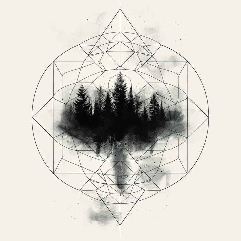 nature-and-geometry tattoo design ideas dream motifs geometric texture for shin