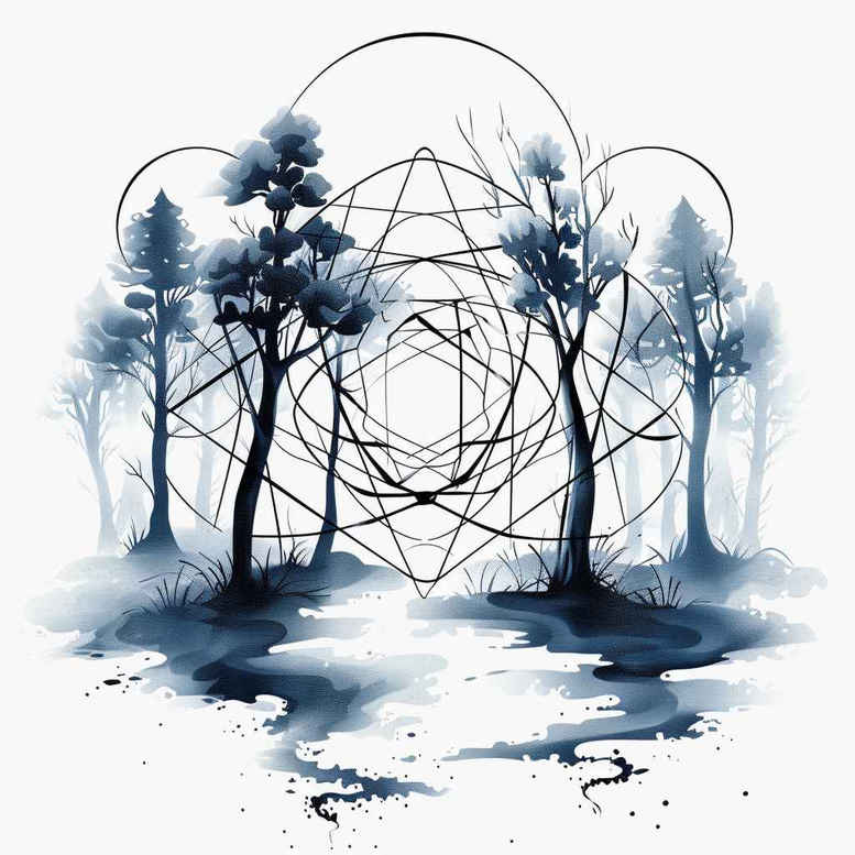 nature-and-geometry tattoo design ideas Surrealism mystical hexagonal grid symbolising endurance