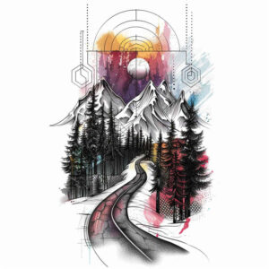 nature-and-geometry tattoo design ideas ambiguous space interlocking shapes for upper chest