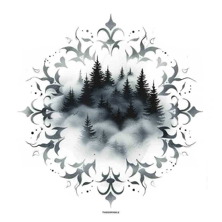 nature-and-geometry tattoo design ideas Realism realistic lighting isometric projection for back shoulder