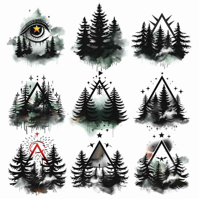 nature-and-geometry tattoo design ideas bold texture line symmetry stands for strength