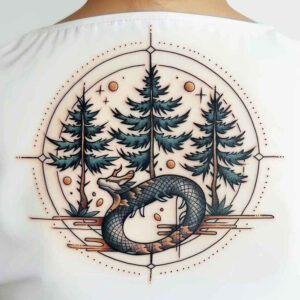 nature-and-geometry tattoo design ideas Surrealism melted shapes linked shapes for temple