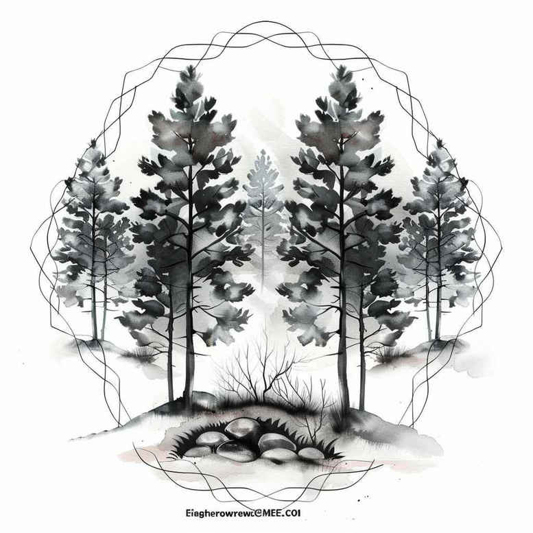 nature-and-geometry tattoo design ideas ambiguous space low poly determination and power