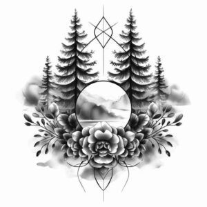 nature-and-geometry tattoo design ideas Surrealism morphic transformation mandala for elbow