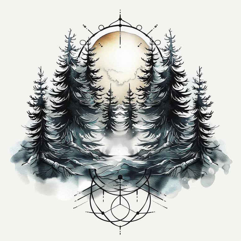 nature-and-geometry tattoo design ideas textured fills mandala for scapula