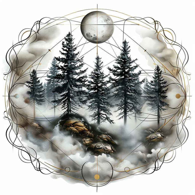 nature-and-geometry tattoo design ideas high-key math inspired for full back