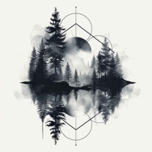 nature-and-geometry tattoo design ideas light play neo-traditional for shoulder