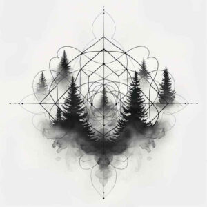 nature-and-geometry tattoo design ideas Surrealism ethereal glow Neo-traditional / Old School: embodying strength