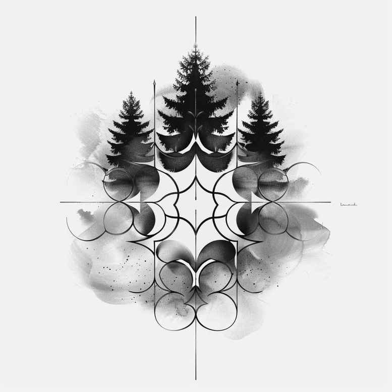 nature-and-geometry tattoo design ideas Realism depth of field network lines represents resilience