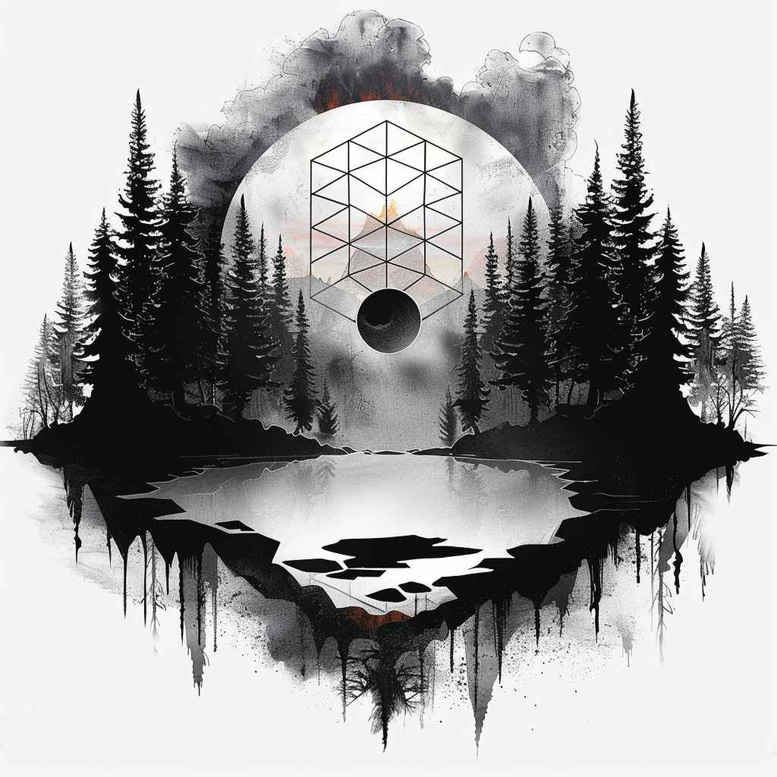 nature-and-geometry tattoo design ideas bokeh oldschool style symbolising resilience