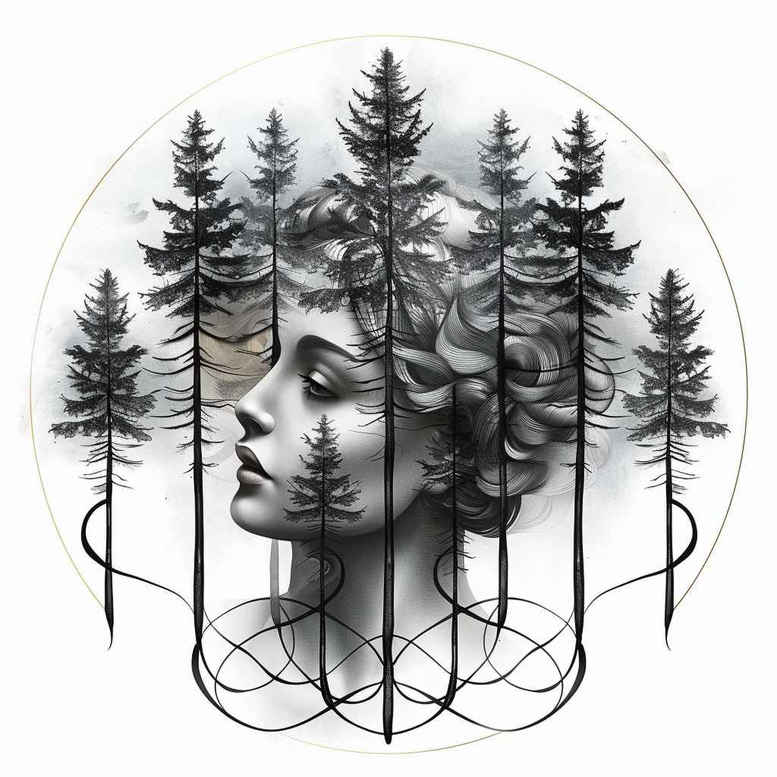 nature-and-geometry tattoo design ideas displaced objects pinup flash symbol of resilience