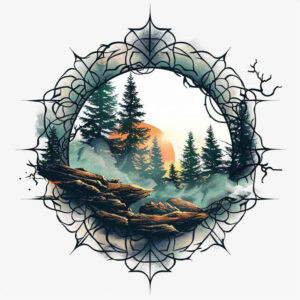 nature-and-geometry tattoo design ideas Realism soft contrast polygonal for lower thigh