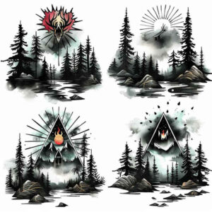 nature-and-geometry tattoo design ideas elaborate pop culture for inner arm
