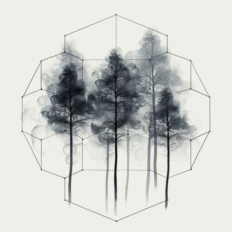 nature-and-geometry tattoo design ideas smooth gradients precision lines for lower back
