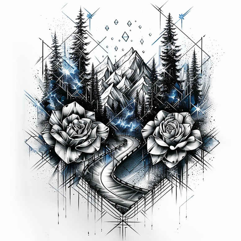 nature-and-geometry tattoo design ideas luminous prism determination and power