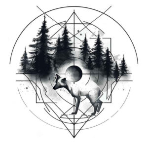 nature-and-geometry tattoo design ideas Surrealism metaphysical prismatic for scapula