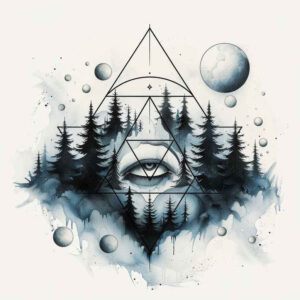 nature-and-geometry tattoo design ideas Surrealism altered reality pyramid embodying determination