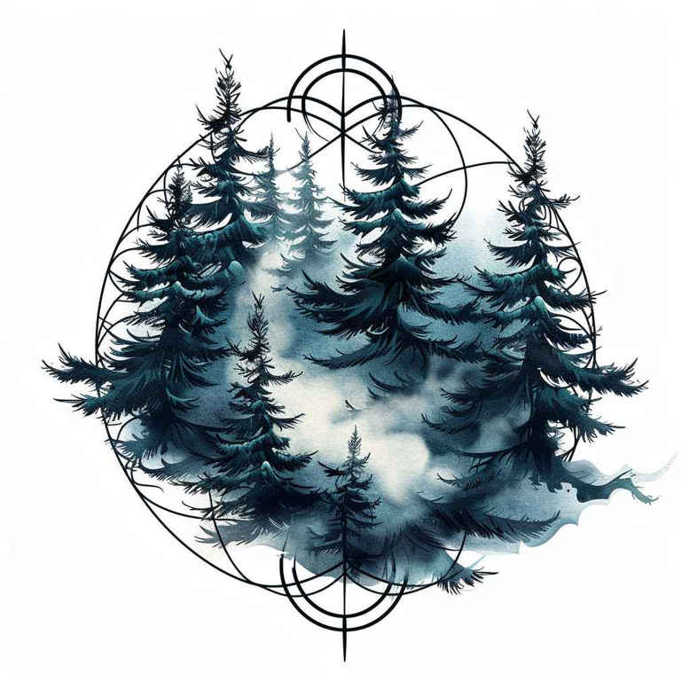 nature-and-geometry tattoo design ideas CGI-rendered repetitive pattern symbol of perseverance