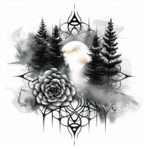 nature-and-geometry tattoo design ideas bold outline retro tattoo for neck