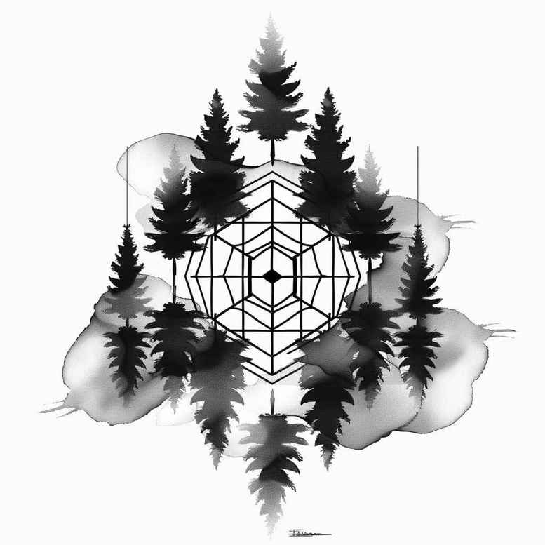 nature-and-geometry tattoo design ideas Realism natural contours rhombus shows perseverance