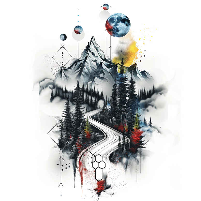 nature-and-geometry tattoo design ideas high-key rockabilly for ankle
