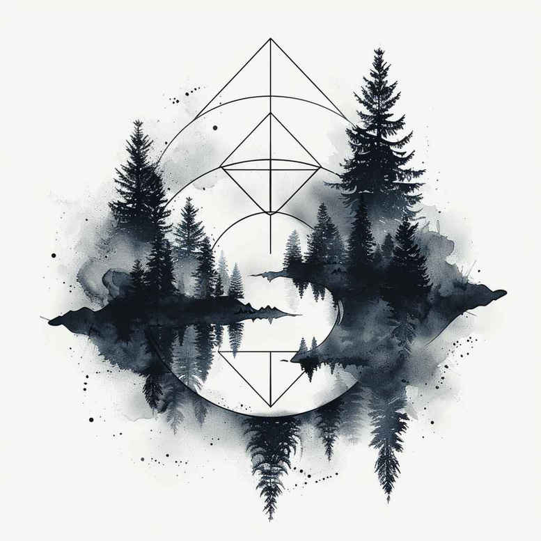 nature-and-geometry tattoo design ideas Realism photo-like tattoo rockabilly for shoulder blade