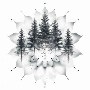 nature-and-geometry tattoo design ideas Surrealism chromatic aberration rockabilly symbolising resilience