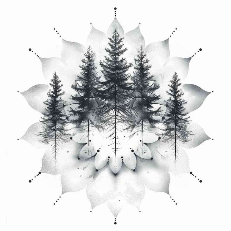 nature-and-geometry tattoo design ideas Surrealism chromatic aberration rockabilly symbolising resilience