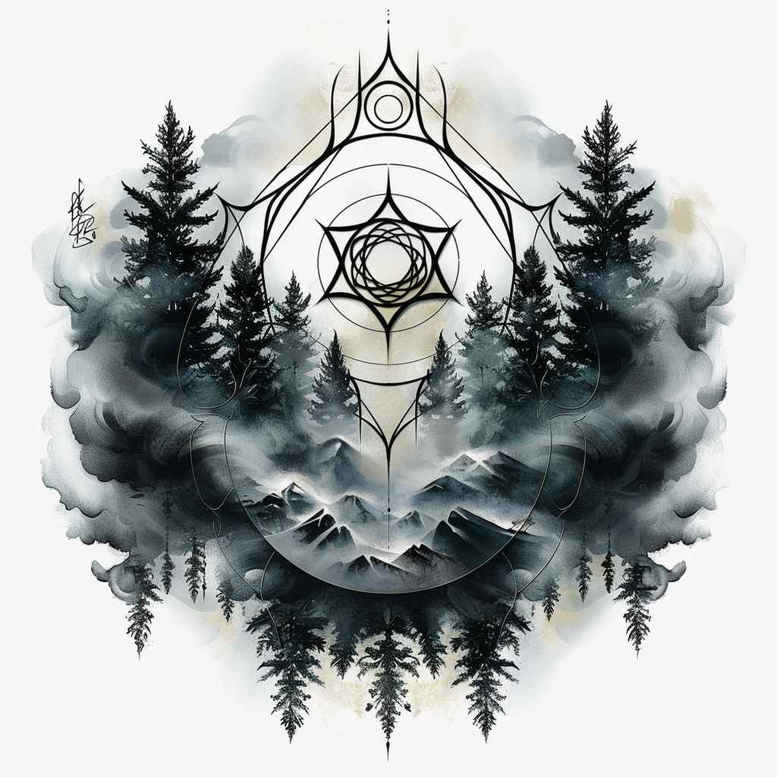 nature-and-geometry tattoo design ideas saturated sailor motif strength and power